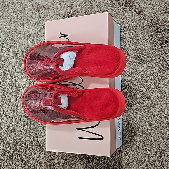 Wild Pair Portiaa Vinyl Slippers, Red Sequin - Picture 3 of 11